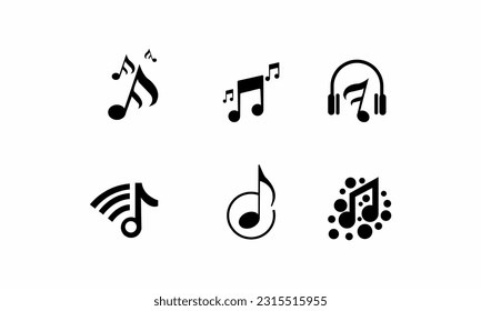 set of music note logo vector icon