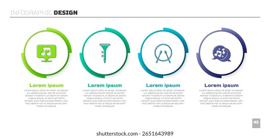 Set Music note, tone, Drum and drum sticks,  and . Business infographic template. Vector