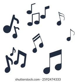 set of music, note, tone icon illustrations