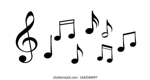 Set of music notes. Music background elements. Music notes. Song, melody or tune - vector icon for musical apps and websites