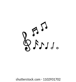 Set of music notes. Black silhouette, isolated on white background. Vector illustration.