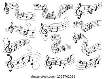 Set of music notes design element