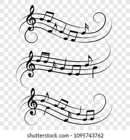 Set of music notes, music design elements, vector illustration.