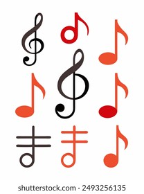 Set of music notes, music design elements, vector illustration.