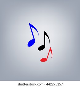 Set of music notes of different colors. Music symbol. Music icon. Logo element.