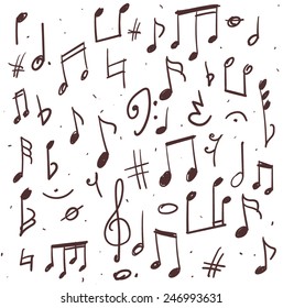 Set Of Music Notes, Hand Drawn Illustration