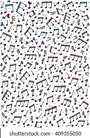 Set of music notes, hand drawn illustration