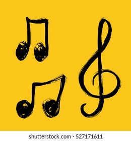 A set of music notes icon.
Hand drawn music signs vector Illustration.