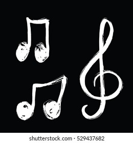 A Set Of Music Notes Icon.
Hand Drawn Music Signs Vector Illustration.