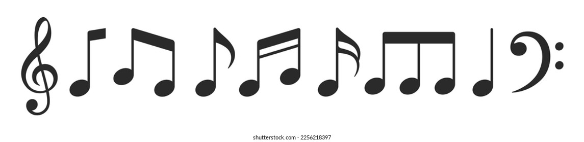 Set of music notes icon vector images