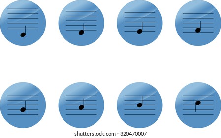 Set of music notes icons. do re mi sol la si. Vector illustration