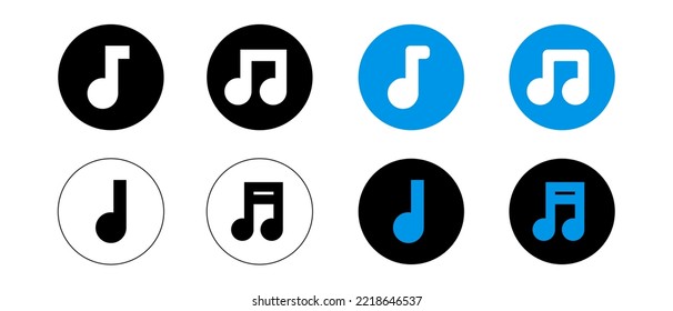 Set of music notes icons. Music notes isolated on transparent background. Vector illustration.