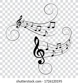 Set Music Notes Swirls Vector Illustration Stock Vector (Royalty Free ...