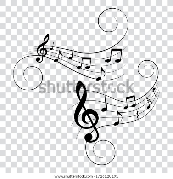 Set Music Notes Swirls Vector Illustration Stock Vector (Royalty Free ...