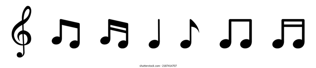 Set of music notes vector icons. Music symbol. Clef key. Vector 10 EPS.