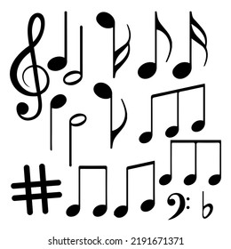 Set of music notes. Vector Illustration