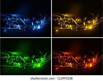 Set of Music notes wave line for design use, vector illustration