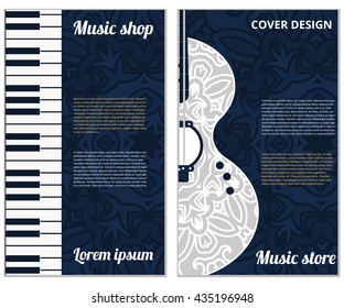 Set of Music ornament illustration concept. Art, music, poster, book, poster, abstract, ottoman motifs, element. Vector decorative cover  greeting card or invitation. Musical Instruments Store.