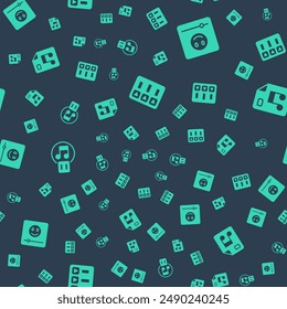 Set Music playlist, player, Pause button and MP3 file document on seamless pattern. Vector