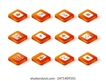 Set Music playlist, Stereo speaker, player, Play button, note, tone, Speaker mute, video and Online icon. Vector