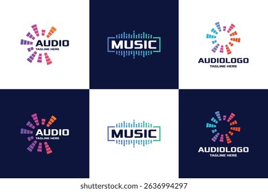 Set of music pulse logo design template