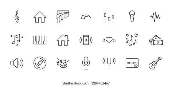 Set of Music Related Vector Line Icons. Contains such Icons as P
