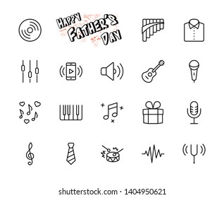 Set of Music Related Vector Line Icons. Contains such Icons as Pan Flute, Piano, Guitar, Treble Clef, In-ear and more. Editable Stroke. 32x32 Pixel Perfect