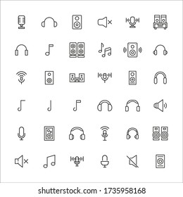 Set of music related vector line icons. Premium linear symbols pack. Vector illustration isolated on a white background. Web symbols for web sites and mobile app. Trendy design. 