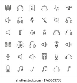Set of music related vector line icons. Premium linear symbols pack. Vector illustration isolated on a white background. Web symbols for web sites and mobile app. Trendy design. 