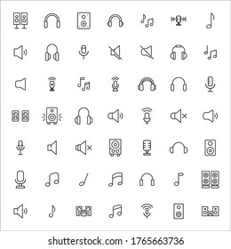 Set of music related vector line icons. Premium linear symbols pack. Vector illustration isolated on a white background. Web symbols for web sites and mobile app. Trendy design. 