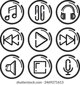 Set of music related vector line icons. Premium linear symbols pack.