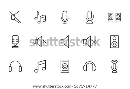 Set of music related vector line icons. Premium linear symbols pack. Vector illustration isolated on a white background. Web symbols for web sites and mobile app. Trendy design. 