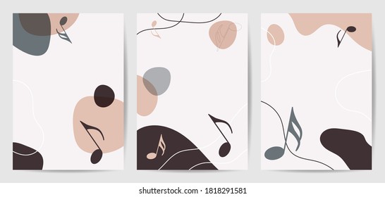 Set Music shape creative backgrounds design . Vector and illustration.Background template with copy space for text and images.