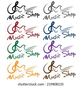 set of music shop emblems