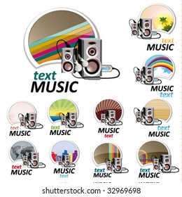 set of music signs with backdrops