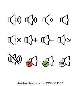 Set of music sound icon, audio volume symbol. Vector illustration graphic for app, web and media