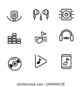 Set of music and sound related vector illustration with simple line design such as speaker, earphone, compact disk and other suitable for icon and other illustration 
