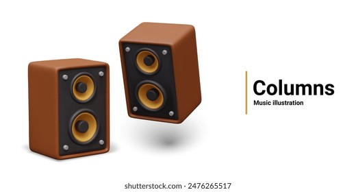 Set of music speakers in different positions. Gadget for amplifying and broadcasting sound