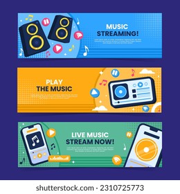 Set of music streaming banner template