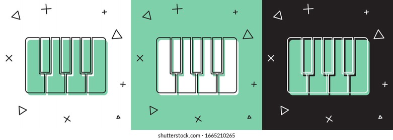 Set Music synthesizer icon isolated on white and green, black background. Electronic piano.  Vector Illustration