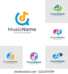 Set of Music Talk Logo Vector Icon Illustration. Chat Music logo design template