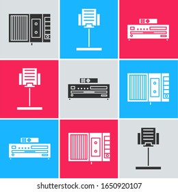 Permite ajustar el reproductor de cintas, el stand de música y el icono del reproductor de CD de música. Vector