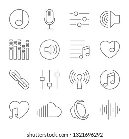 Set of Music Vector Line Icons. Music thin line icons
Editable Stroke. EPS 10