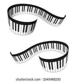 Set of musical 3D piano keyboard in perspective. Realistic piano keys in isometric style. Musical instrument keyboard for decorative design elements. Vector illustration template for music festival.