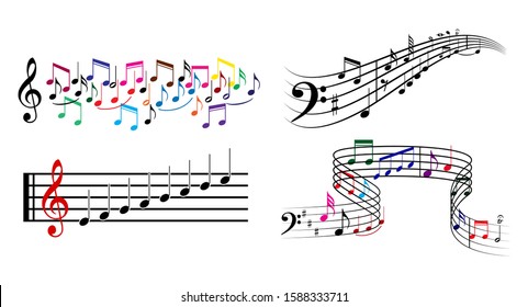 set of musical annotations or music note elements concept. easy to modify