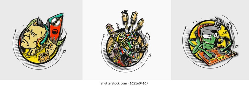 Set of Musical Dj instruments Design, Vector Illustration.