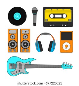 Set of musical elements. Vector illustration