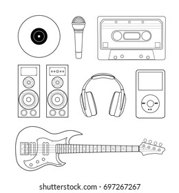 Set of musical elements. Vector illustration