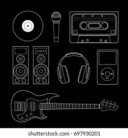 Set of musical elements. Vector illustration