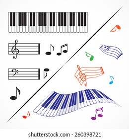 Set of musical elements for your web design. Vector illustration